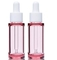 Pink Skin Care Serum PETG Plastic Flat Shoulder Dropper Bottle Custom Logo